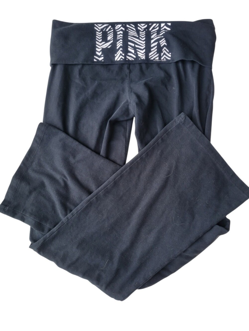 VS PINK Fold-Over Flare Leg Yoga Pants Zebra Y2K Womens Medium